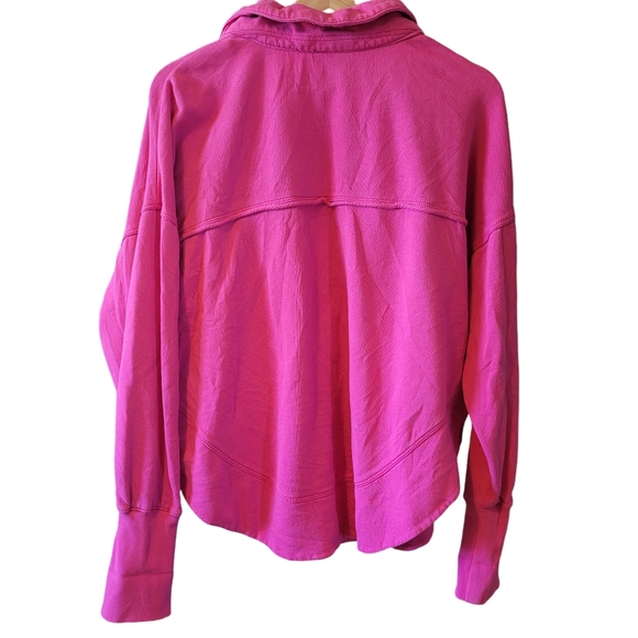 Pilcro by Anthropologie Spliced Henley Longsleeve Neon Pink Glow Top, Size M - Picture 7 of 15